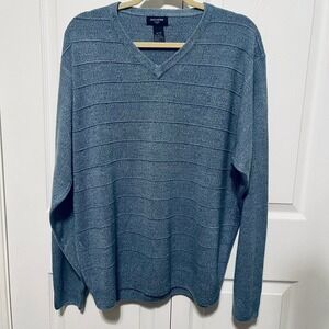 Dockers Men’s Size XL 100% Acrylic V-neck Sweater‎ Blue Vintage Y2K Preppy